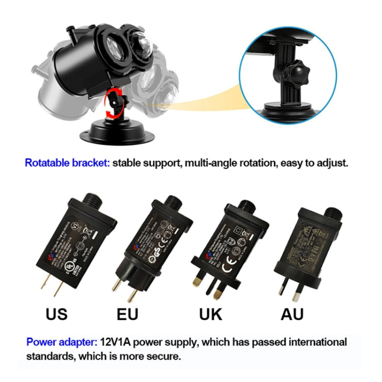 12 Cards US Plug Not Easy To Fade Card Pattern 9W Double Cylinder Water Pattern Christmas Projection Light - Christmas Decoration Lamps by PMc TechLife | Online Shopping South Africa | PMc TechLife | Buy Now Pay Later Mobicred