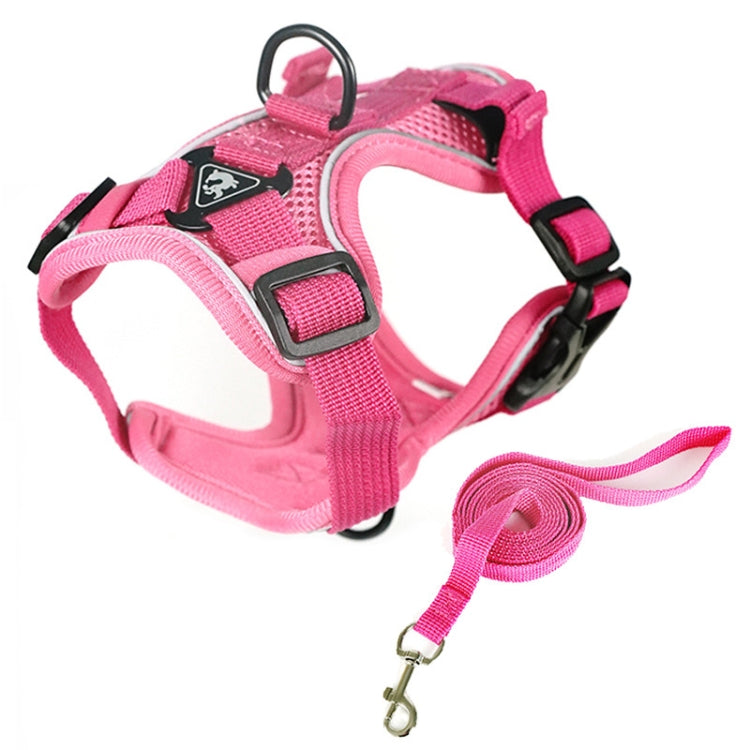 Pet Vest Harness + Traction Rope Set Reflective Breathable Dog Cat Harness, Size: S(Pink) - Leashes by PMC Jewellery | Online Shopping South Africa | PMC Jewellery