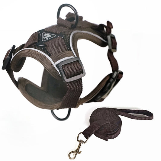 Pet Vest Harness + Traction Rope Set Reflective Breathable Dog Cat Harness, Size: XL(Coffee) - Leashes by PMC Jewellery | Online Shopping South Africa | PMC Jewellery