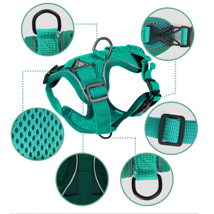 Pet Vest Harness + Traction Rope Set Reflective Breathable Dog Cat Harness, Size: XL(Blue) - Leashes by PMC Jewellery | Online Shopping South Africa | PMC Jewellery