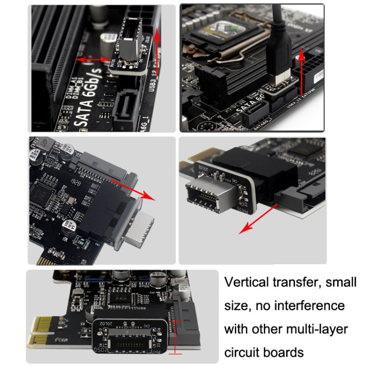 2pcs Mainboard USB3 19P/20P to TYPE-E Adapter Chassis Front TYPE-C/USB-C Plug Port(Black) - Cable & Adapters by PMC TechLife | Online Shopping South Africa | PMC TechLife | Buy Now Pay Later Mobicred