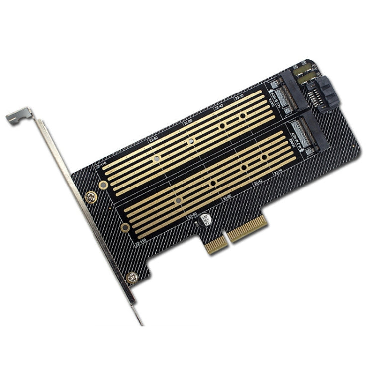 M.2 NVME NGFF SSD To PCIE SATA Dual Disk Conversion Expansion Card Supports MKEY BKEY Wiring(Black) - Add-on Cards by PMC Jewellery | Online Shopping South Africa | PMC Jewellery