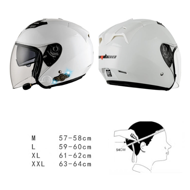 KUQIBAO Motorcycle Smart Bluetooth Sun Protection Double Lens Safety Helmet, Size: XXL(White+Black Tail) - Helmets by KUQIBAO | Online Shopping South Africa | PMC Jewellery | Buy Now Pay Later Mobicred