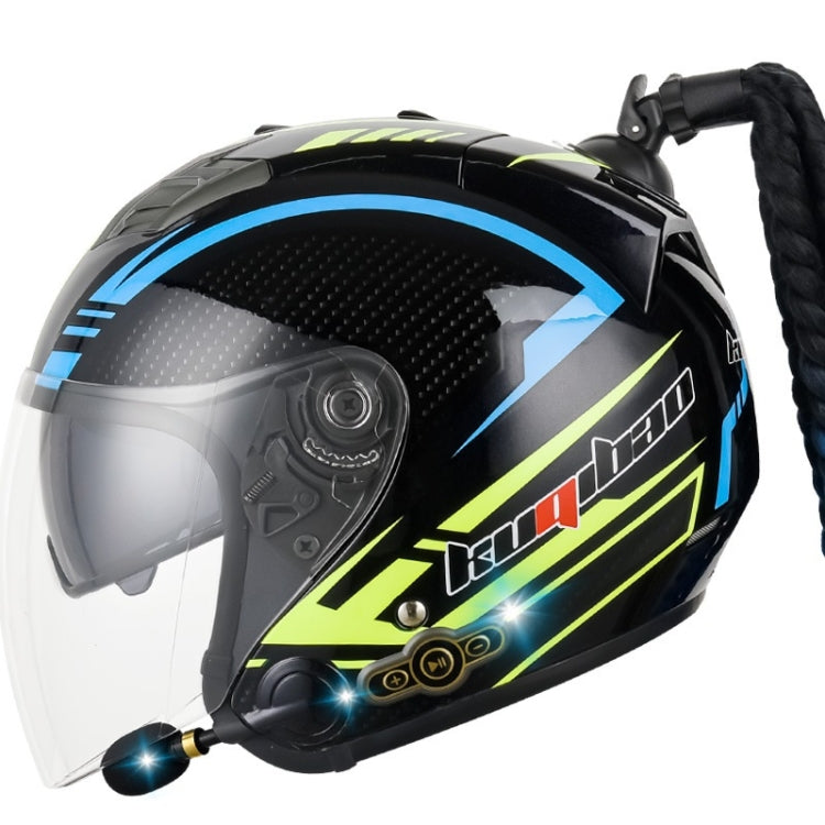 KUQIBAO Motorcycle Bluetooth Headset Double Lens Helmet With Braid, Size: L(Bright Black Phantom Fiber) - Helmets by KUQIBAO | Online Shopping South Africa | PMC Jewellery | Buy Now Pay Later Mobicred