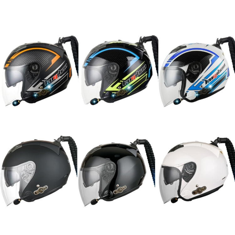 KUQIBAO Motorcycle Bluetooth Headset Double Lens Helmet With Braid, Size: XXL(Bright Black Phantom Fiber) - Helmets by KUQIBAO | Online Shopping South Africa | PMC Jewellery | Buy Now Pay Later Mobicred