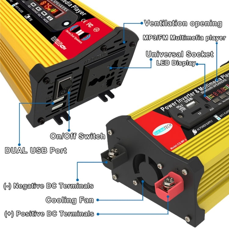 SOLIKE TECH 300W Modified Sine Wave Inverter with Bluetooth MP3/FM Multimedia Player 12V to 220V - Modified Square Wave by PMC Jewellery | Online Shopping South Africa | PMC Jewellery | Buy Now Pay Later Mobicred