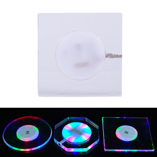 100x10mm Square USB Charging LED Light Up Acrylic Coaster Transparent Crystal Base(Colorful Light) - Car Drink Holders by PMC Jewellery | Online Shopping South Africa | PMC Jewellery | Buy Now Pay Later Mobicred