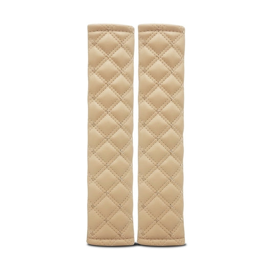 Rhombus Leather Seat Belt Shoulder Protector Pads, Color: Beige - Seat Belts & Padding by PMC Jewellery | Online Shopping South Africa | PMC Jewellery | Buy Now Pay Later Mobicred