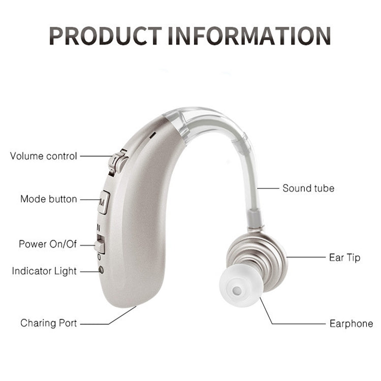 USB Charging Earhook Noise Reduction Hearing Aid Sound Amplifier(Skin-color) - Hearing Aids by PMC Jewellery | Online Shopping South Africa | PMC Jewellery