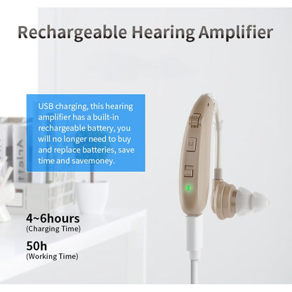 USB Charging Earhook Noise Reduction Hearing Aid Sound Amplifier(Skin-color) - Hearing Aids by PMC Jewellery | Online Shopping South Africa | PMC Jewellery