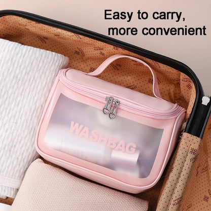 PVC Translucent Cosmetic Bag Frosted Toiletry Bag PU Flip Top Bath Bag(Pink) - Storage Boxes by PMC Jewellery | Online Shopping South Africa | PMC Jewellery