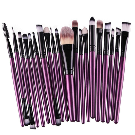 20pcs/set Wooden Handle Makeup Brush Set Beauty Tool Brushes(Black+Purple) - Makeup Brushes by PMC Jewellery | Online Shopping South Africa | PMC Jewellery