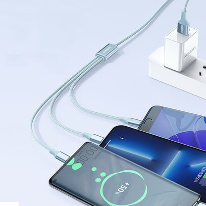 ROMOSS CB25 3 In 1 3.5A  8 Pin + Micro USB + Type C/USB-C Cable 1m(Blue) - Multifunction Cable by ROMOSS | Online Shopping South Africa | PMC Jewellery | Buy Now Pay Later Mobicred