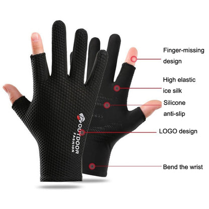 Cycling Thin Sunscreen UV Protection Mesh Breathable Ice Silk Two-finger Gloves(Black) - Cycling Gloves by PMC Jewellery | Online Shopping South Africa | PMC Jewellery