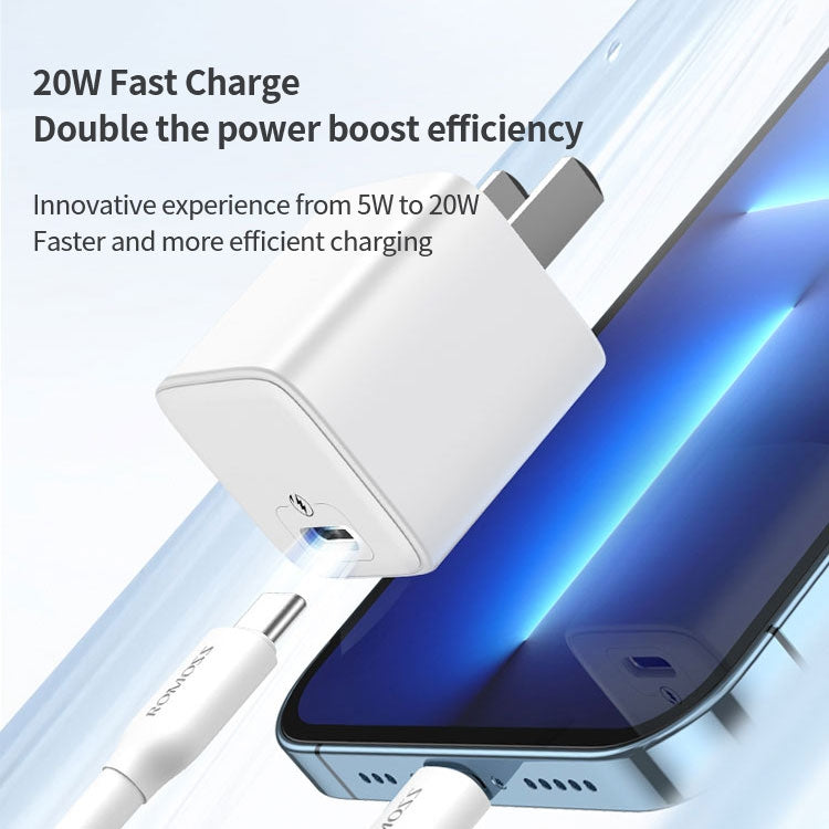 ROMOSS AC20Cmini  PD 20W Power Adapter Travel Charger For IPhone IPad Only Plug Blue - USB Charger by ROMOSS | Online Shopping South Africa | PMC Jewellery | Buy Now Pay Later Mobicred