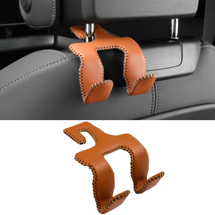 Car Double Hook Stainless Steel Rear Headrest Mobile Phone Holder(Brown) - Auto Fastener & Clips by PMC Jewellery | Online Shopping South Africa | PMC Jewellery | Buy Now Pay Later Mobicred