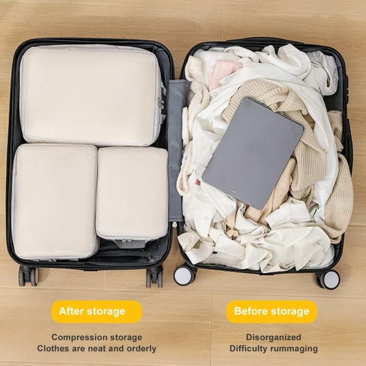 9 In 1  Compression Packing Cubes Expandable Travel Bags Luggage Organizer(Beige) - Storage Bags by PMC Jewellery | Online Shopping South Africa | PMC Jewellery