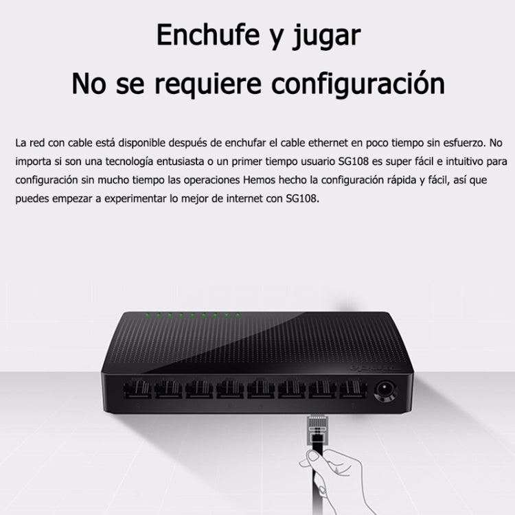 Tenda SG108 100/1000M Desktop Network Switch 8 Port Gigabit Desktop Switch Ethernet Switch LAN Hub(US Plug) - Network Hubs by Tenda | Online Shopping South Africa | PMC Jewellery | Buy Now Pay Later Mobicred