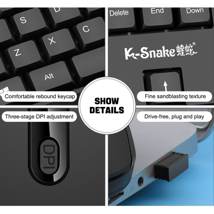 K-Snake WK800 Wireless 2.4G Keyboard Mouse Set Tabletop Computer Notebook Business Office House Use, Color: White - Wireless Keyboard by K-Snake | Online Shopping South Africa | PMC Jewellery | Buy Now Pay Later Mobicred