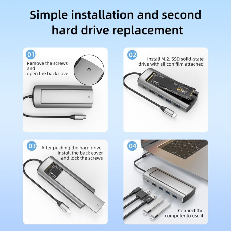 6-In-1 TYPE-C/USB-C To PD+HDMI (4K 30hz) +USB3.0 X 3+SSD Docking Station - USB HUB by PMC TechLife | Online Shopping South Africa | PMC TechLife