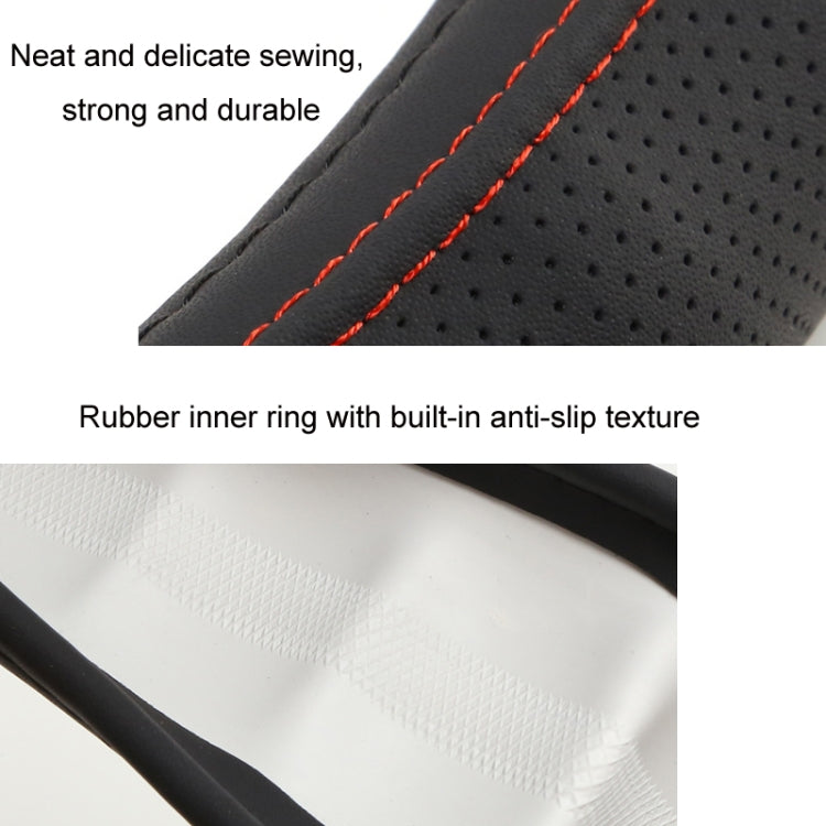 42cm Leather Truck Steering Wheel Cover(Black Red Line) - Steering Wheel Accessories by PMC Jewellery | Online Shopping South Africa | PMC Jewellery | Buy Now Pay Later Mobicred