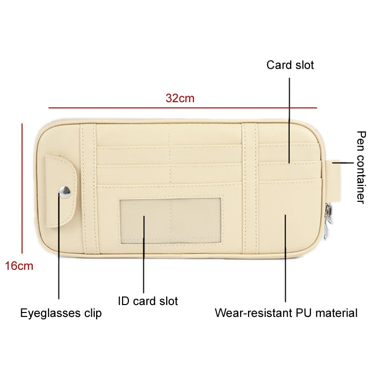 Car Driver License Storage Bag Sun Visor Sunglasses Card Holder, Color: Beige - Sunglasses & Glasses Clips by PMC Jewellery | Online Shopping South Africa | PMC Jewellery | Buy Now Pay Later Mobicred