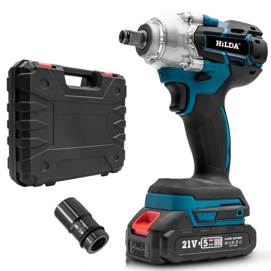 HILDA Motorized Wrenches Lithium Repair Parts With 22mm Socket, EU Plug, Model: Blue With 1 Battery+1 Charger(1500mAh) - Screws by HILDA | Online Shopping South Africa | PMC Jewellery | Buy Now Pay Later Mobicred