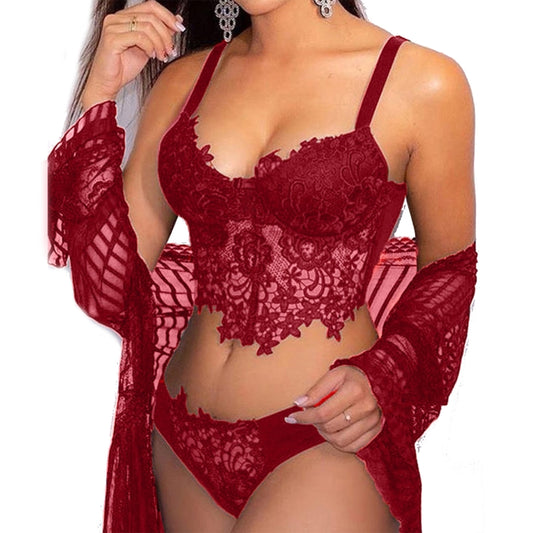 Push Up Bra & Panties Sets Women Sexy Lingerie Lace Underwear, Size: S(Red) - Ladies Underwear by PMC Jewellery | Online Shopping South Africa | PMC Jewellery