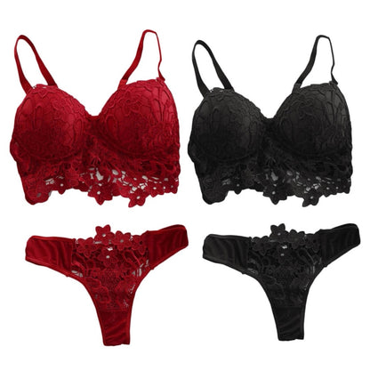 Push Up Bra & Panties Sets Women Sexy Lingerie Lace Underwear, Size: S(Red) - Ladies Underwear by PMC Jewellery | Online Shopping South Africa | PMC Jewellery