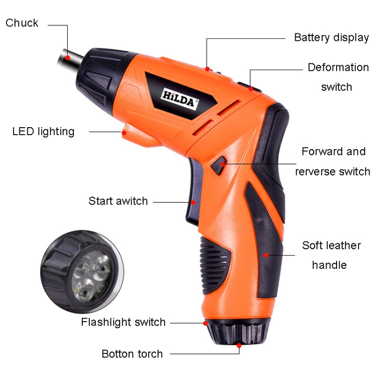 HILDA Multi-Function Li-Ion Screwdriver Mini Screwdriver Set(Black) - Screws by HILDA | Online Shopping South Africa | PMc TechLife | Buy Now Pay Later Mobicred