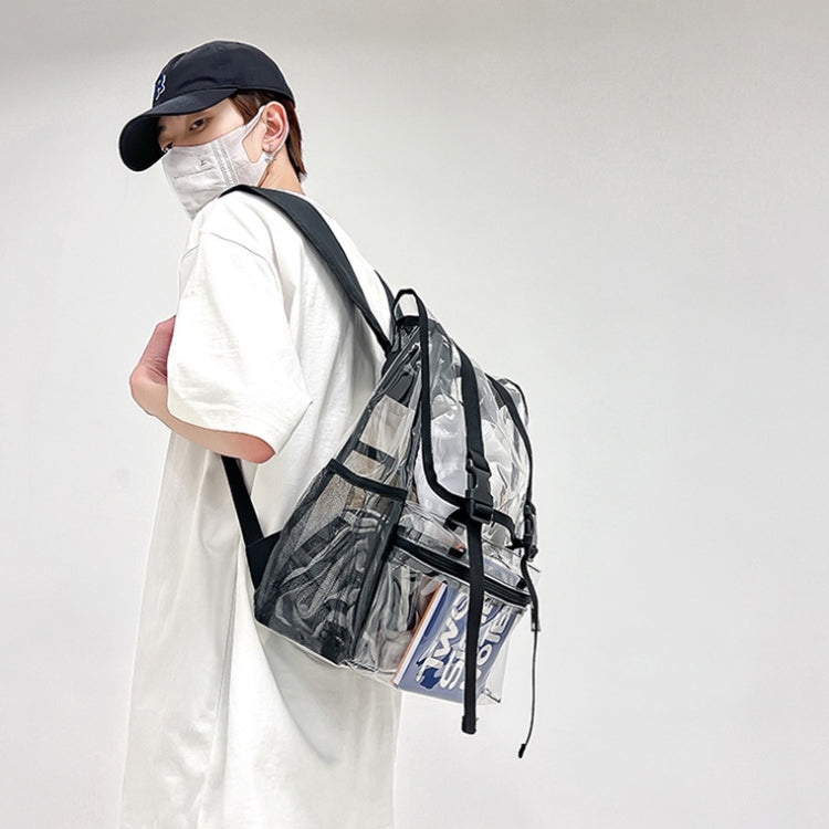 Transparent PVC Large Capacity Casual Outdoor Waterproof Travel Backpack(Black) - Double-shoulder Bags by PMC Jewellery | Online Shopping South Africa | PMC Jewellery