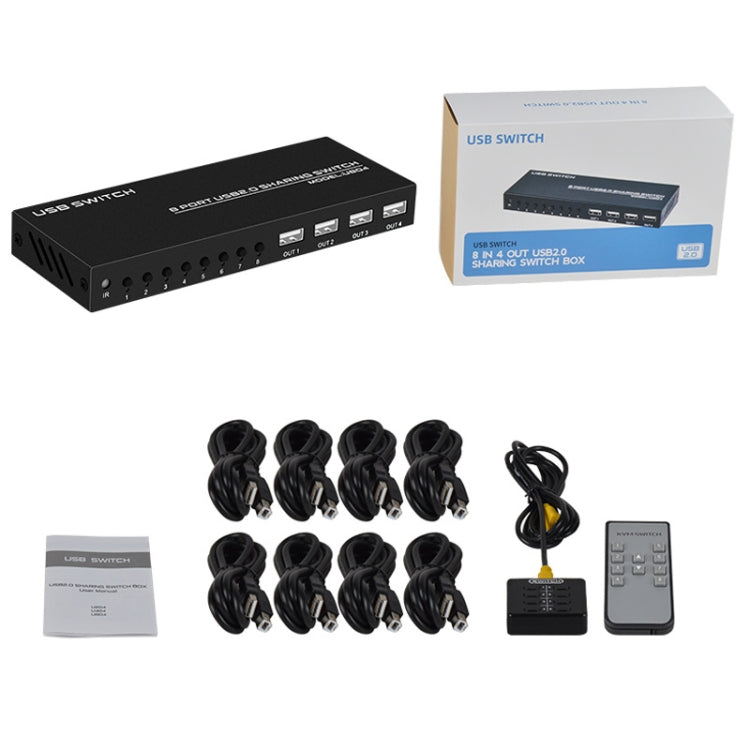 FJGEAR FJ-U804 8 In 4 Out USB2.0 Sharing Switch Extender - free shipping - PMC Jewellery - Order now!