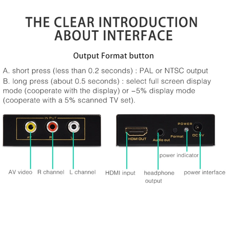 FJGEAR FJ-HA1308 HDMI To AV Converter Support NTSC PAL With Auto Screen Scaling - Converter by FJGEAR | Online Shopping South Africa | PMC Jewellery | Buy Now Pay Later Mobicred