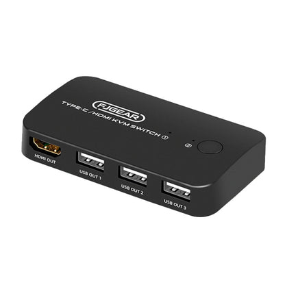 FJGEAR FJ-TYH201 Type-C / HDMI KVM Switch With Desktop Controller - Switch by FJGEAR | Online Shopping South Africa | PMC Jewellery | Buy Now Pay Later Mobicred