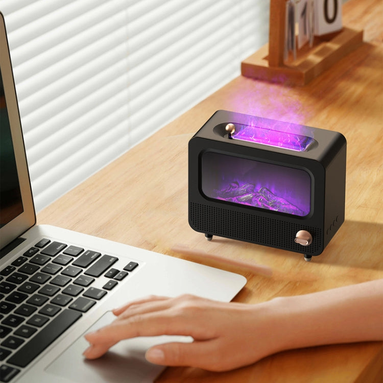 USB White Noise Simulation Flame Fire Furnace Aromatherapy Machine Indoor Large Spray Measurement Humidifier(White) - free shipping - PMC TechLife - Order now!
