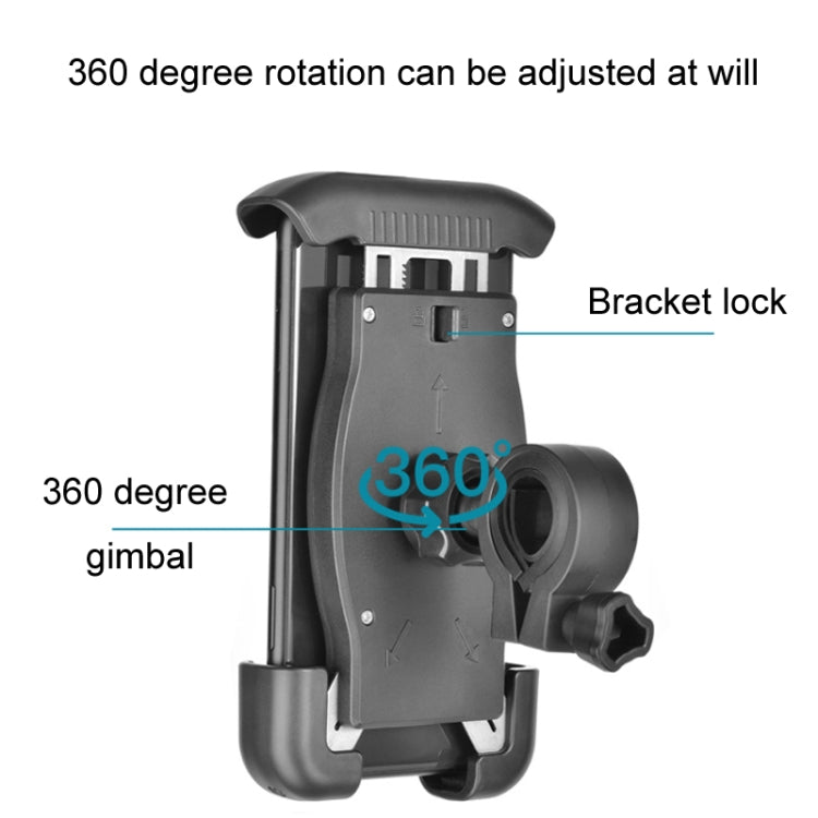 Bicycle Phone Holder 360 Degree Rotation Locking Cell Phone Clip(Black) - Holders by PMC TechLife | Online Shopping South Africa | PMC TechLife | Buy Now Pay Later Mobicred