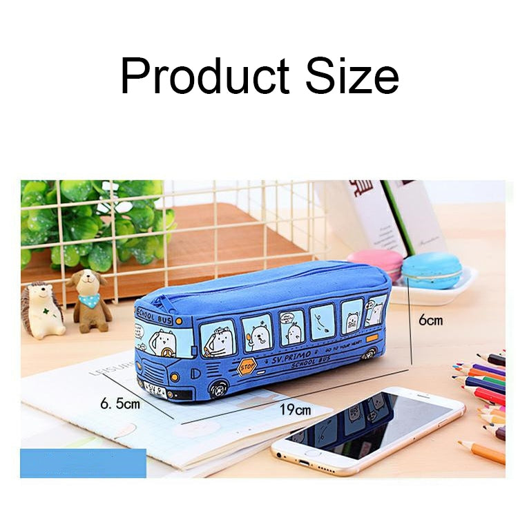 Cartoon Bus Student Stationery Pencil Case Large Capacity Canvas Stationery Box(Yellow) - Pen Holder by PMC Jewellery | Online Shopping South Africa | PMC Jewellery