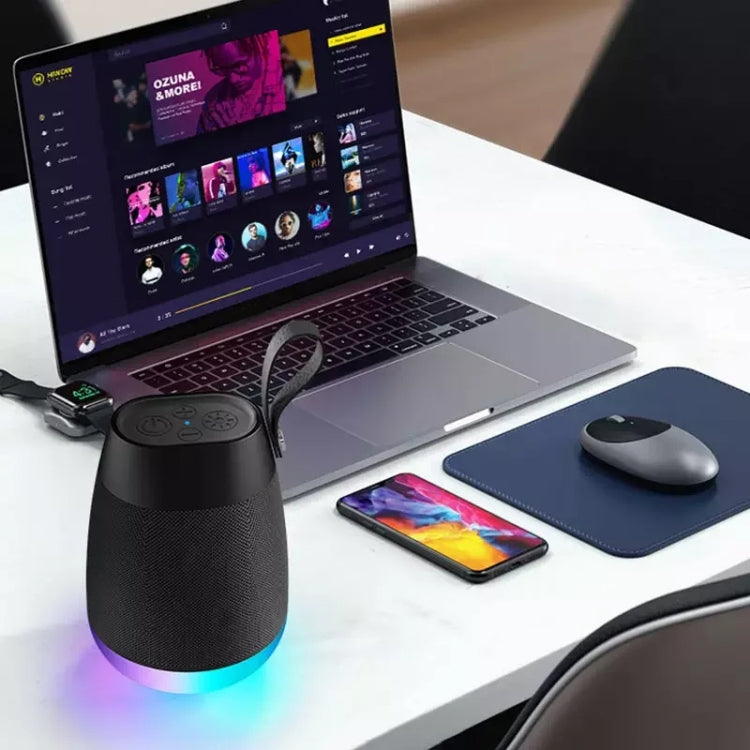 Bluetooth Wireless Fabric Speaker Cylindrical Waterproof Subwoofer With RGB Light(Blue) - Desktop Speaker by PMC Jewellery | Online Shopping South Africa | PMC Jewellery | Buy Now Pay Later Mobicred