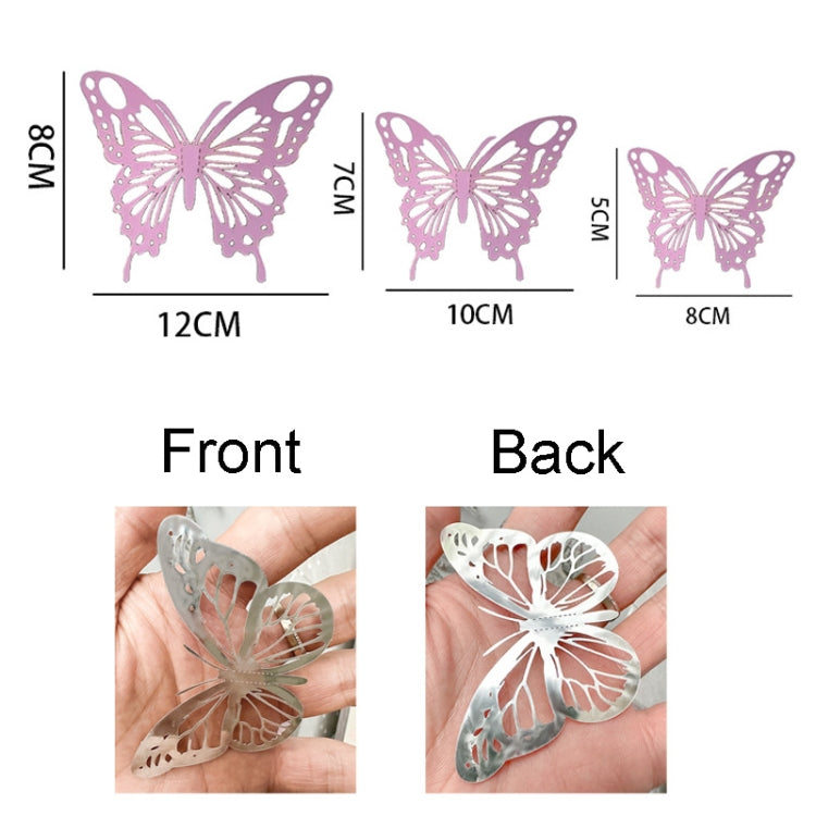 12pcs /Set 3D Simulation Skeleton Butterfly Stickers Home Background Wall Decoration Art Wall Stickers, Type: B Type Pink - Ornaments by PMC Jewellery | Online Shopping South Africa | PMC Jewellery