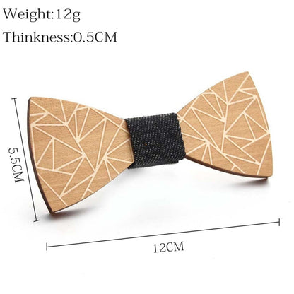 Wooden Bow Tie Men Handmade Bow Tie, Color: Geometric Sun Pattern - Tie clip by PMC Jewellery | Online Shopping South Africa | PMC Jewellery