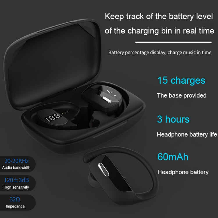 TWS Ear-mounted Noise Reduction LED Dual-battery Display Bluetooth Earphones(T16 Blue) - TWS Earphone by PMC Jewellery | Online Shopping South Africa | PMC Jewellery | Buy Now Pay Later Mobicred