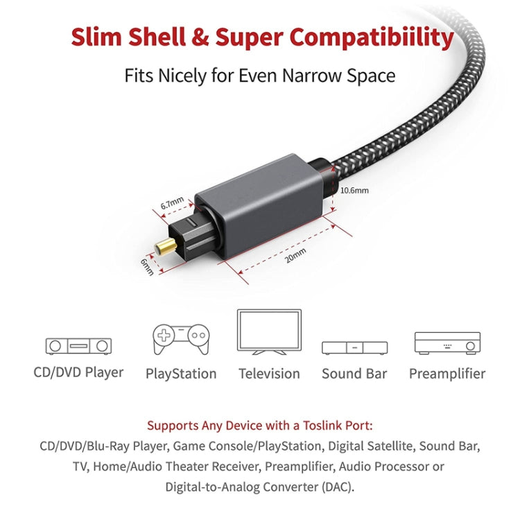 15m Digital Optical Audio Output/Input Cable Compatible With SPDIF5.1/7.1 OD5.0MM(Gray) - Audio Optical Cables by PMC Jewellery | Online Shopping South Africa | PMC Jewellery | Buy Now Pay Later Mobicred