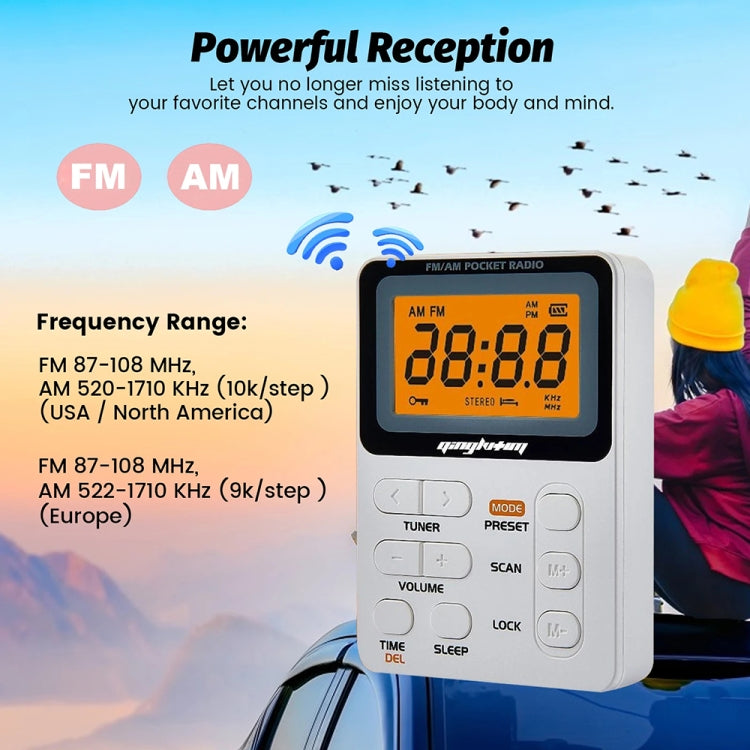 SH-01 LED Display Portable FM/AM Two-band Radio Special for Listening Tests, Style: US Version(White) - Radio Player by PMC Jewellery | Online Shopping South Africa | PMC Jewellery | Buy Now Pay Later Mobicred