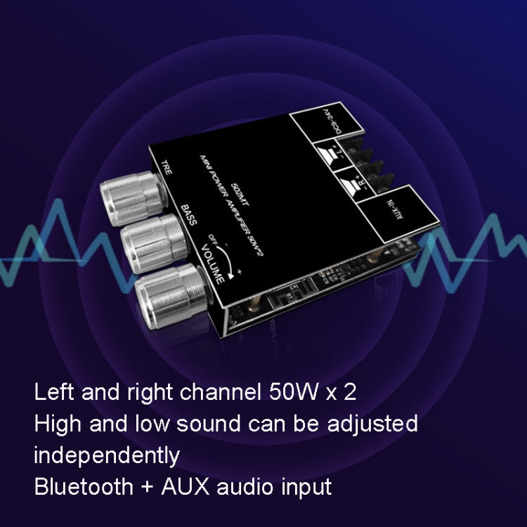 ZK-502MT 50W x 2 2.0 Stereo Bluetooth Audio Digital HIFI Power Pipe Module - Breadboard / Amplifier Board by PMC TechLife | Online Shopping South Africa | PMC TechLife