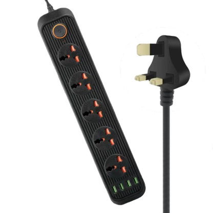 A03 2m 3000W 5 Plugs + 4-USB Ports Multifunctional Flame-retardant Socket with Switch(UK Plug) - Extension Socket by PMC Jewellery | Online Shopping South Africa | PMC Jewellery | Buy Now Pay Later Mobicred