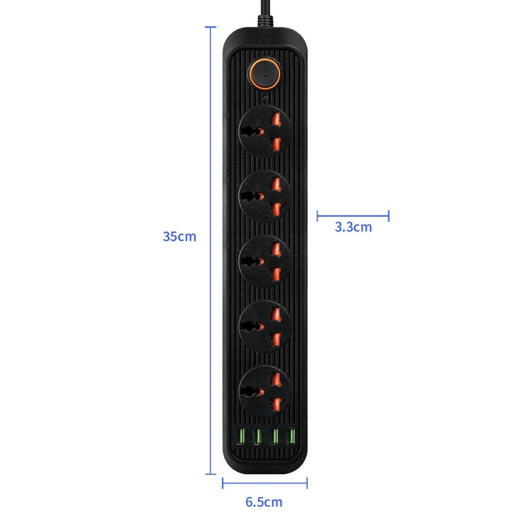 A03 2m 3000W 5 Plugs + 4-USB Ports Multifunctional Flame-retardant Socket with Switch(UK Plug) - Extension Socket by PMC Jewellery | Online Shopping South Africa | PMC Jewellery | Buy Now Pay Later Mobicred