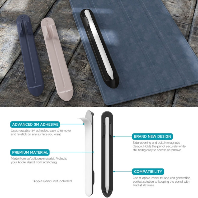 AhaStyle PT112 For Apple Pencil 1 / 2 Handwritten Pen Silicone Storage Groove Magnetic Silicone Pen Holder(Black) - Pencil Accessories by AhaStyle | Online Shopping South Africa | PMC Jewellery | Buy Now Pay Later Mobicred