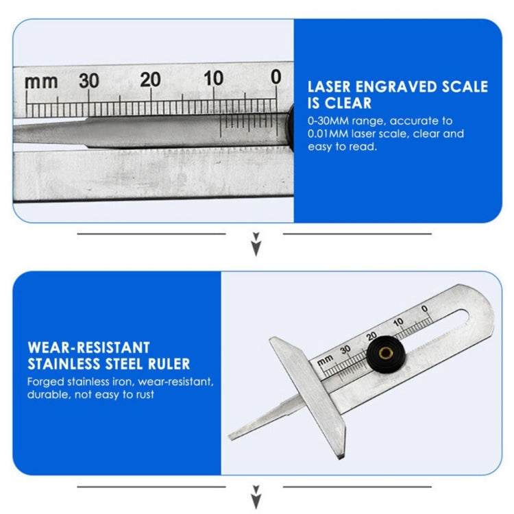 0-30mm Stainless Steel Tire Tread Vernier Depth Gauge - Electronic Test by PMC Jewellery | Online Shopping South Africa | PMC Jewellery | Buy Now Pay Later Mobicred