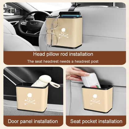 Multifunctional Car Dustbin Car Seatback Door Hanging Storage Box(Beige) - Stowing Tidying by PMC Jewellery | Online Shopping South Africa | PMC Jewellery | Buy Now Pay Later Mobicred