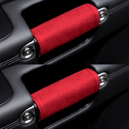 1pair Car Door Handle Decorative Anti-Scratch Cover Car Slippery Leather Inner Door Handle Protective Cover(Red) - Car Interior Mouldings by PMC Jewellery | Online Shopping South Africa | PMC Jewellery | Buy Now Pay Later Mobicred